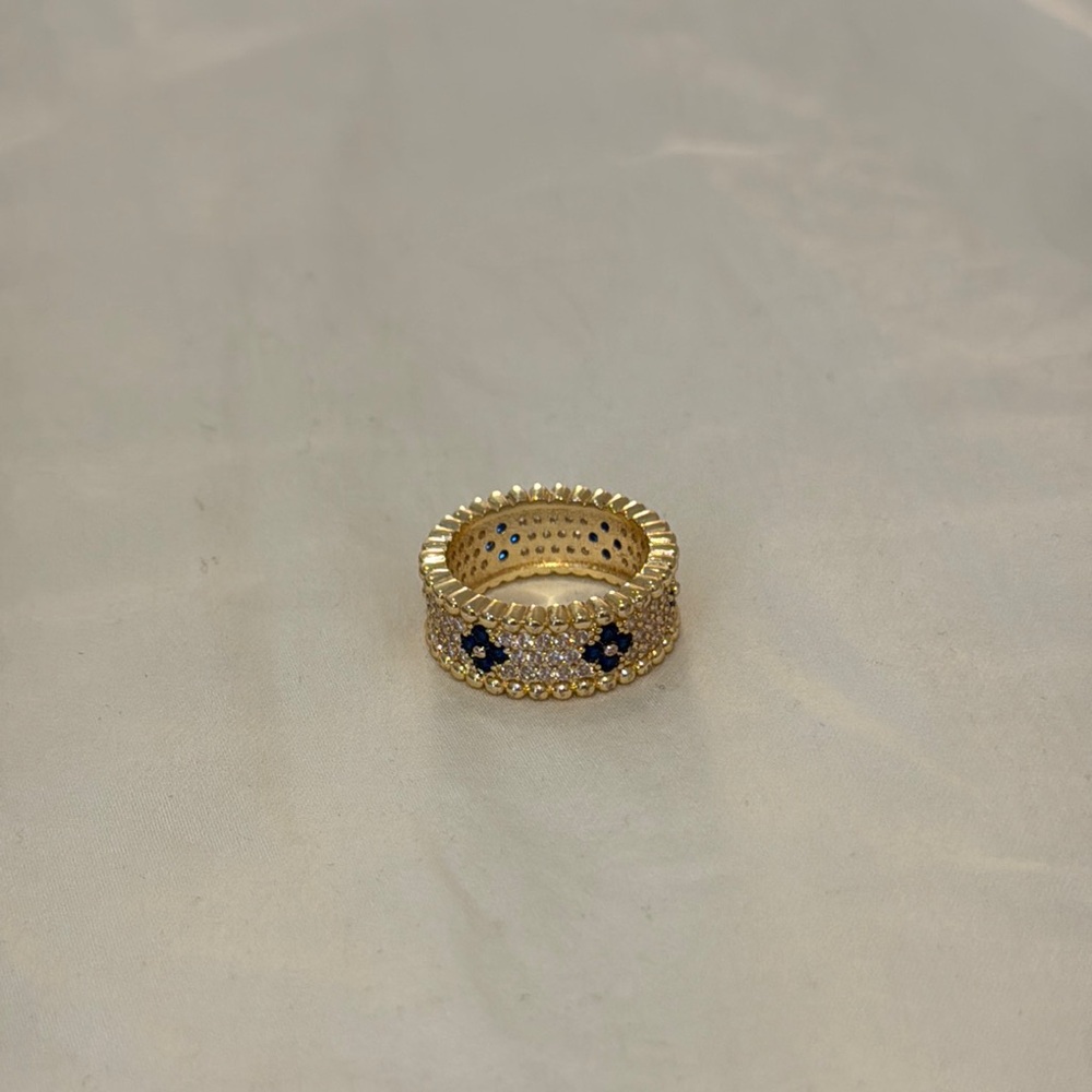 Elegant Gold and Blue Women's Ring costume jewelry